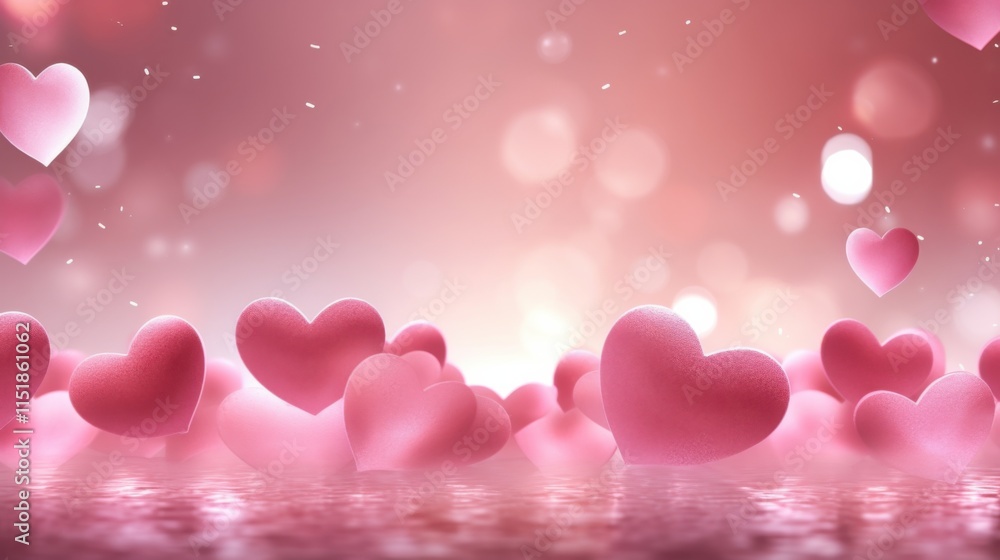 Animated pink hearts gently floating upward with soft glitter effects in the background Animated pink hearts gently floating upward with soft glitter effects in the background