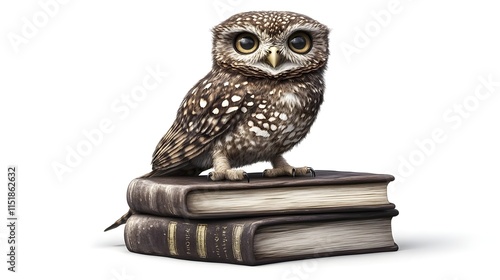 Wallpaper Mural Cute Adorable Watercolor Style Owl Sitting on Books Torontodigital.ca