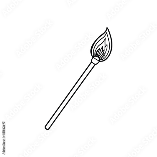 Minimalist Line Art of a Burning Matchstick Illustration.