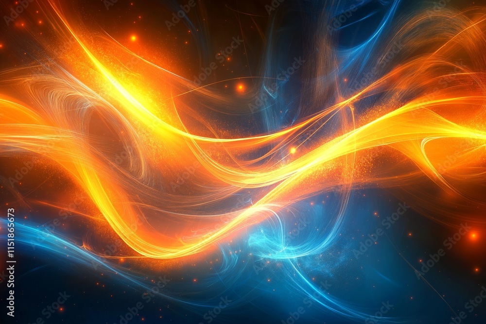 Fototapeta premium Vibrant Abstract Digital Energy Field with Flowing Light and Particles