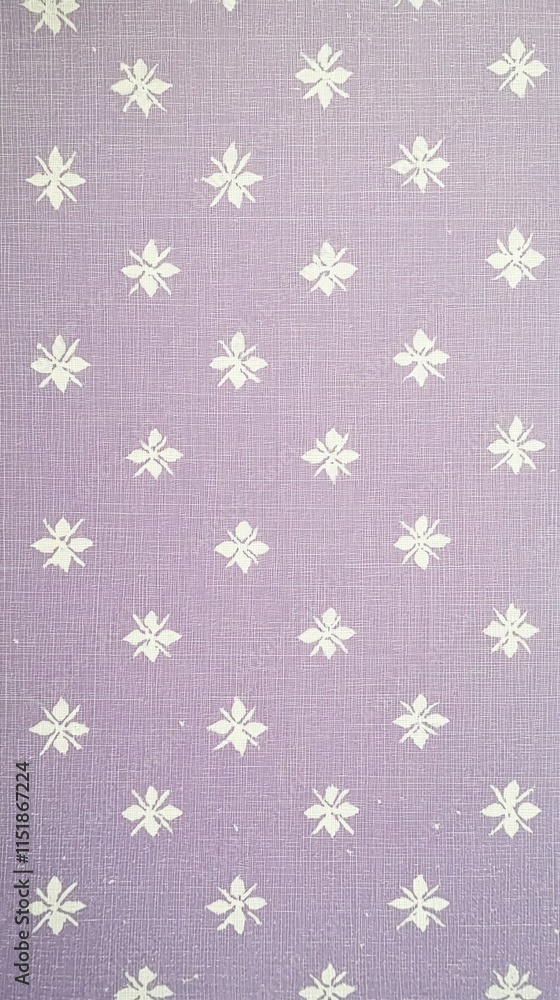 Lavender Fabric With White Floral Pattern Design Lavender Fabric With White Floral Pattern Design
