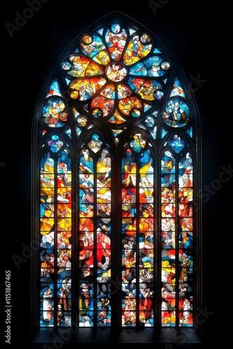 Obraz na płótnie Vibrant Gothic Stained Glass Window in Church w salonie