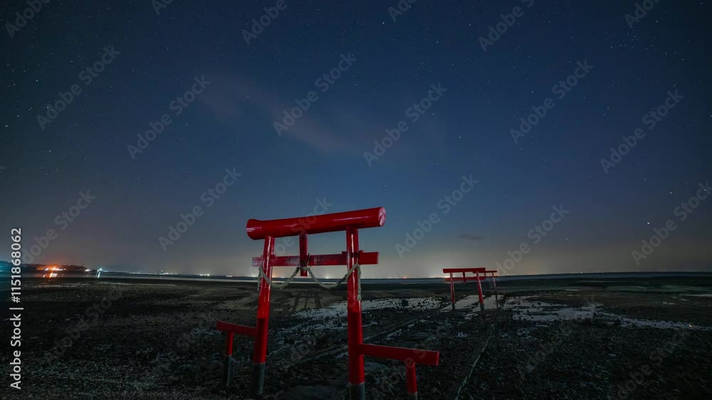 大魚神社の海中鳥居と星空