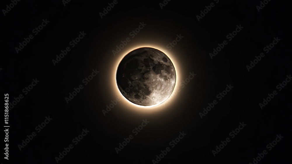 A crescent moon shining in a starless night sky, surrounded by the subtle halo of moonlight A crescent moon shining in a starless night sky, surrounded by the subtle halo of moonlight