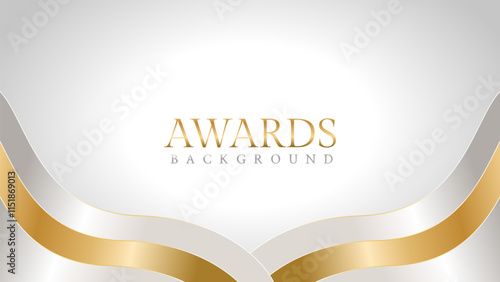 Awards background with gold and silver ribbons, perfect for ceremonies, certificates, presentations, and promotions. Modern and luxurious design exuding prestige and professionalism