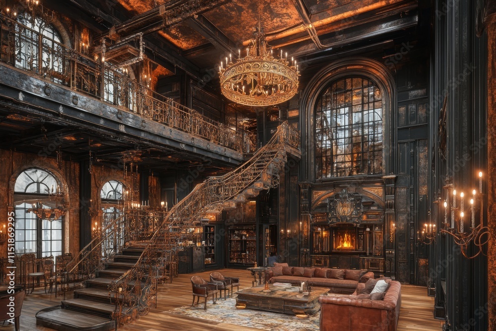 Obraz premium Luxurious Steampunk Mansion Interior