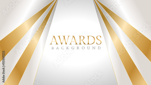 Awards background with gold and silver ribbons, perfect for ceremonies, certificates, presentations, and promotions. Modern and luxurious design exuding prestige and professionalism