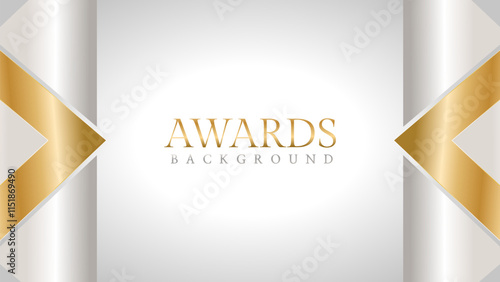 Awards background with gold and silver ribbons, perfect for ceremonies, certificates, presentations, and promotions. Modern and luxurious design exuding prestige and professionalism