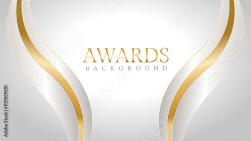 Awards background with gold and silver ribbons, perfect for ceremonies, certificates, presentations, and promotions. Modern and luxurious design exuding prestige and professionalism