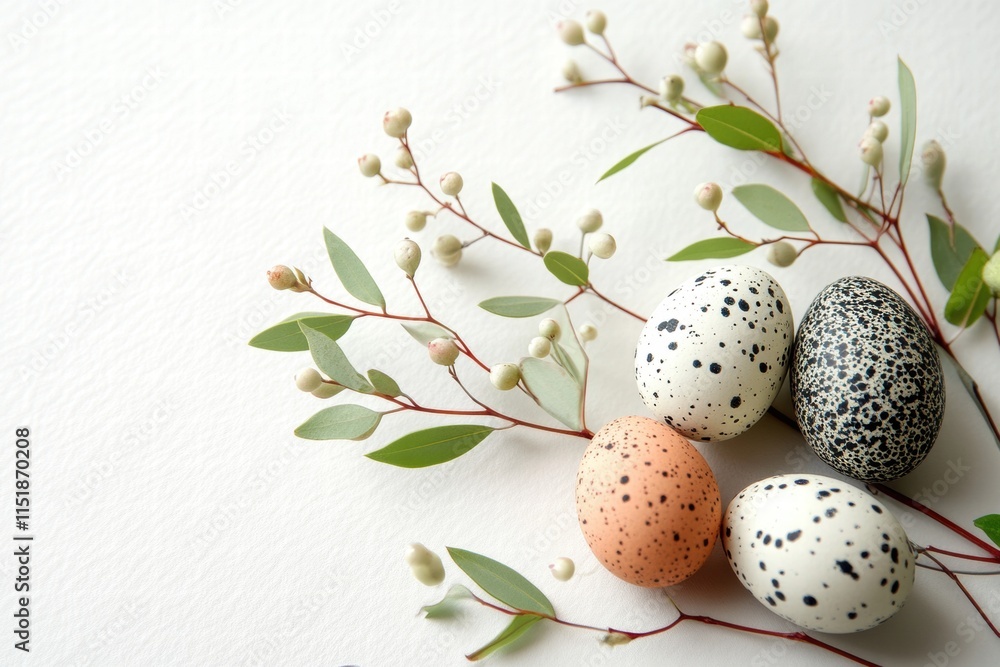 Fototapeta premium Easter Eggs with Eucalyptus Branches