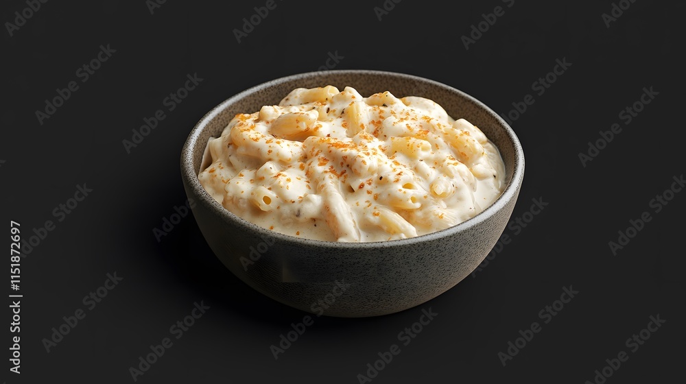 Creamy Macaroni and Cheese in Rustic Bowl on Dark Background Creamy Macaroni and Cheese in Rustic Bowl on Dark Background