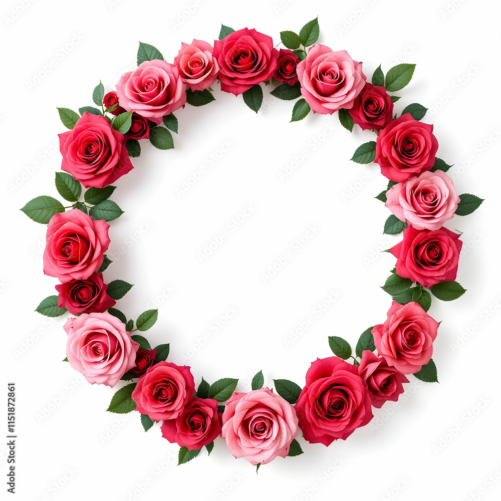 Rose circle border white background Rose circle border white background