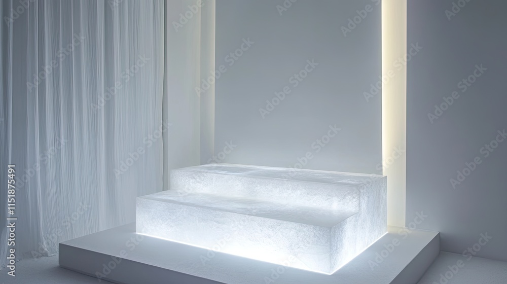 Illuminated Two Tiered White Platform Minimalist Design Illuminated Two Tiered White Platform Minimalist Design