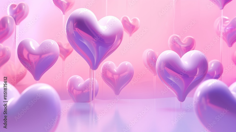 photograph of Animated heart shapes growing and shrinking in size, gently floating across a dreamy pastel pink and purple background. photograph of Animated heart shapes growing and shrinking in size, gently floating across a dreamy pastel pink and purple background.