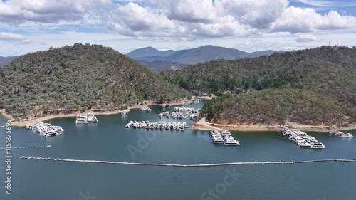 Aerial footage of Eildon Boat Harbour Victoria Australia photo