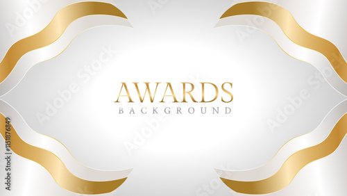 Elegant awards background with gold and silver ribbons, perfect for ceremonies, certificates, presentations, and promotions. Modern and luxurious design exuding prestige and professionalism