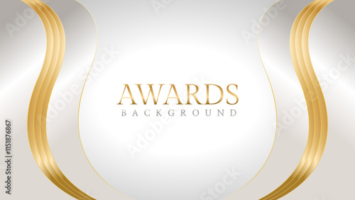 Elegant awards background with gold and silver ribbons, perfect for ceremonies, certificates, presentations, and promotions. Modern and luxurious design exuding prestige and professionalism