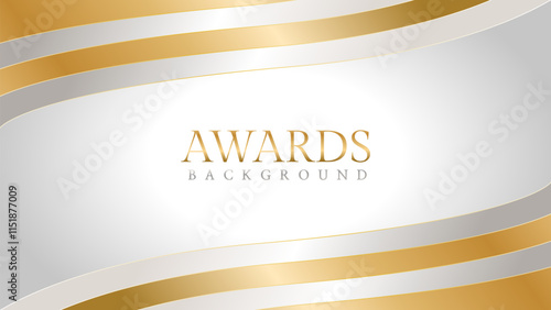 Elegant awards background with gold and silver ribbons, perfect for ceremonies, certificates, presentations, and promotions. Modern and luxurious design exuding prestige and professionalism