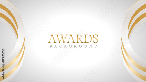 Elegant awards background with gold and silver ribbons, perfect for ceremonies, certificates, presentations, and promotions. Modern and luxurious design exuding prestige and professionalism