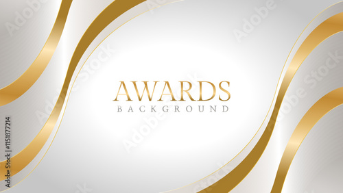 Elegant awards background with gold and silver ribbons, perfect for ceremonies, certificates, presentations, and promotions. Modern and luxurious design exuding prestige and professionalism