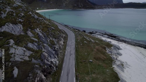 Wallpaper Mural This aerial video captures the stunning beauty of Haukland Beach, located on the Lofoten Islands in Norway. The beach is known for its crystal-clear turquoise waters, pristine white sands, and dramati Torontodigital.ca