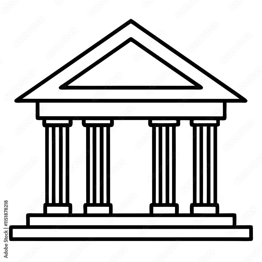Bank Building Line Art Vector Illustration Bank Building Line Art Vector Illustration