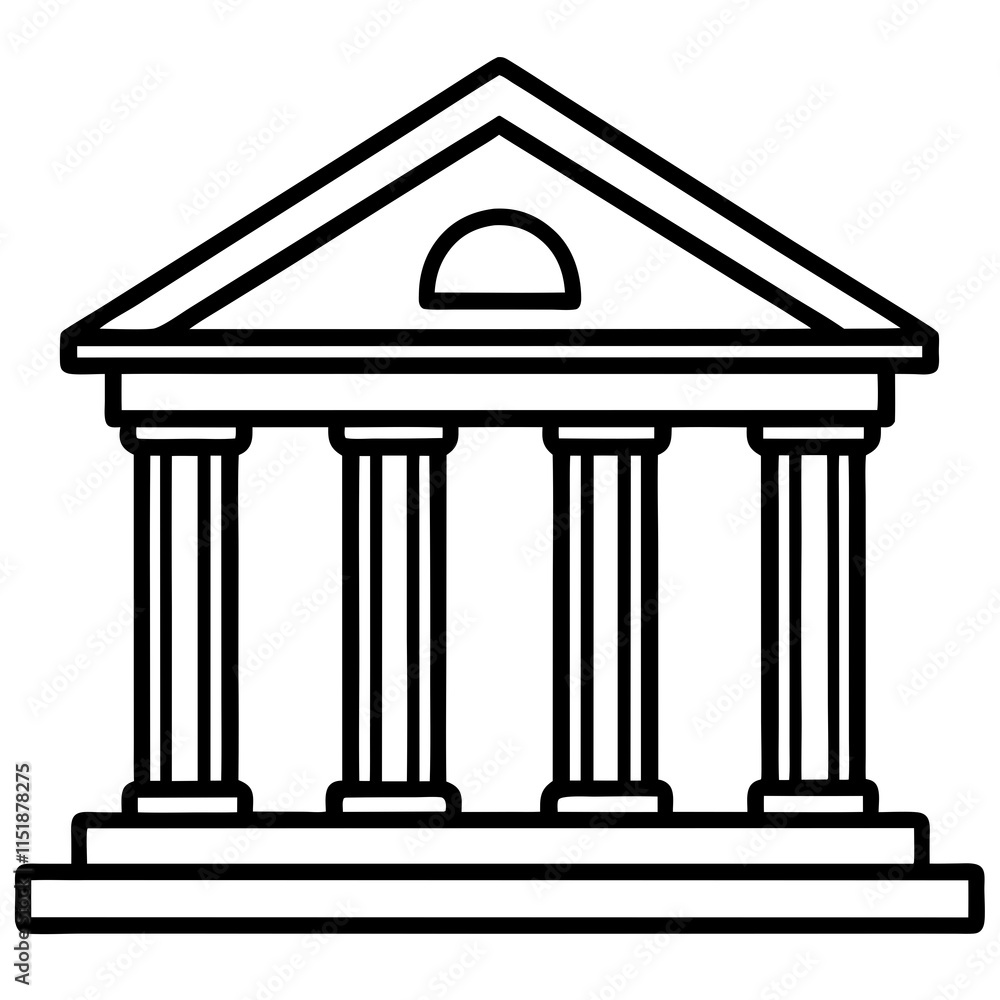Bank Building Line Art Vector Illustration Bank Building Line Art Vector Illustration