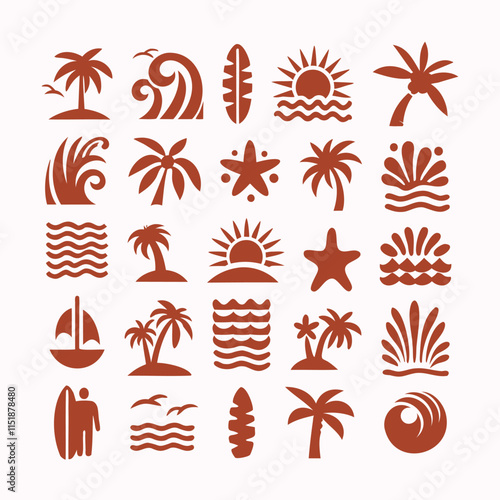 abstract hand drawn beach design element collection