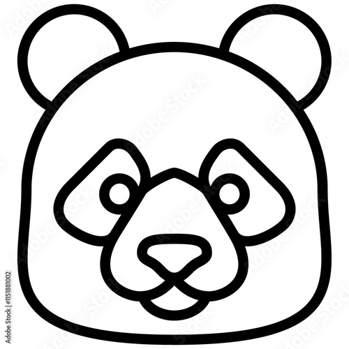 Panda Outline Icon, Black And White Outline Icon Symbol