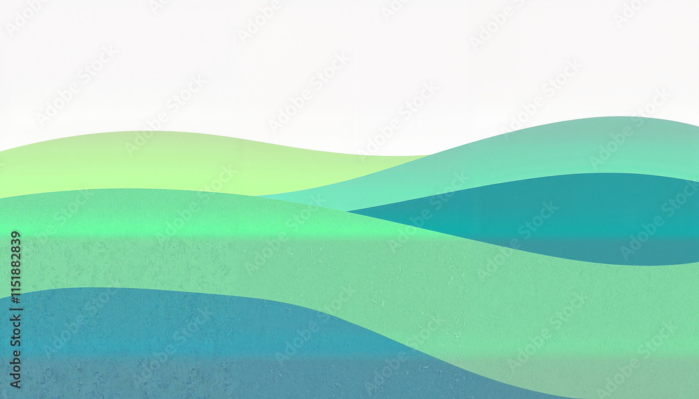 Obraz premium Fluid abstract waves in shades of blue and green on a light background 