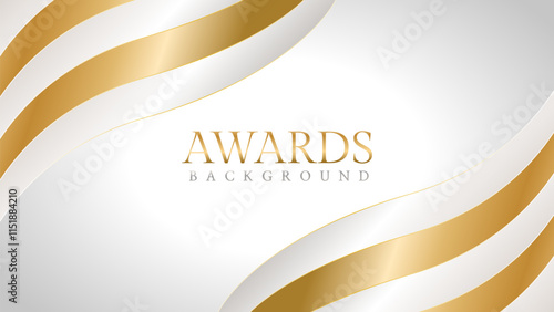 Elegant awards background with gold and silver ribbons, perfect for ceremonies, certificates, presentations, and promotions. Modern and luxurious design exuding prestige and professionalism
