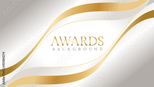 Elegant awards background with gold and silver ribbons, perfect for ceremonies, certificates, presentations, and promotions. Modern and luxurious design exuding prestige and professionalism
