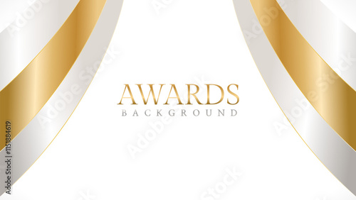 Elegant awards background with gold and silver ribbons, perfect for ceremonies, certificates, presentations, and promotions. Modern and luxurious design exuding prestige and professionalism
