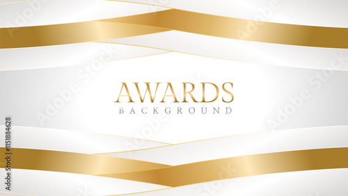 Elegant awards background with gold and silver ribbons, perfect for ceremonies, certificates, presentations, and promotions. Modern and luxurious design exuding prestige and professionalism