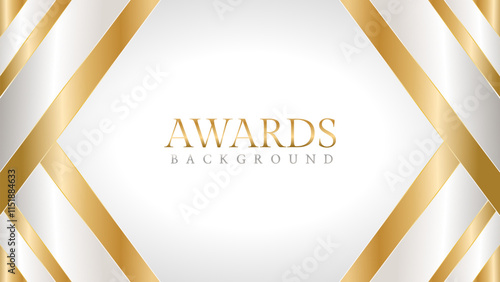 Elegant awards background with gold and silver ribbons, perfect for ceremonies, certificates, presentations, and promotions. Modern and luxurious design exuding prestige and professionalism