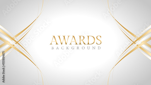 Elegant awards background with gold and silver ribbons, perfect for ceremonies, certificates, presentations, and promotions. Modern and luxurious design exuding prestige and professionalism