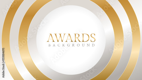 Elegant awards background with gold and silver ribbons, perfect for ceremonies, certificates, presentations, and promotions. Modern and luxurious design exuding prestige and professionalism