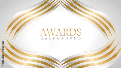 Elegant awards background with gold and silver ribbons, perfect for ceremonies, certificates, presentations, and promotions. Modern and luxurious design exuding prestige and professionalism