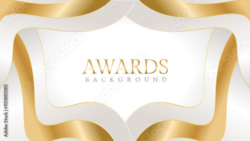 Elegant awards background with gold and silver ribbons, perfect for ceremonies, certificates, presentations, and promotions. Modern and luxurious design exuding prestige and professionalism