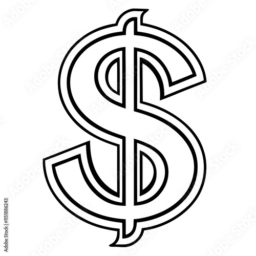 Line Art Dollar Sign Vector Design