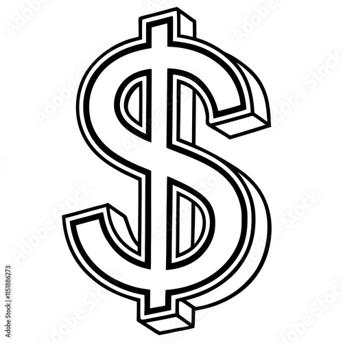 Line Art Dollar Sign Vector Design