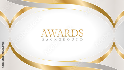 Elegant awards background with gold and silver ribbons, perfect for ceremonies, certificates, presentations, and promotions. Modern and luxurious design exuding prestige and professionalism
