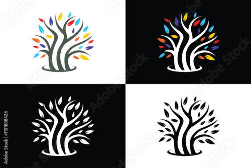 Design Abstract Colorful Tree Logo Set Vector Stock Illustration EPS 10 photo