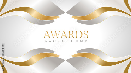 Elegant awards background with gold and silver ribbons, perfect for ceremonies, certificates, presentations, and promotions. Modern and luxurious design exuding prestige and professionalism