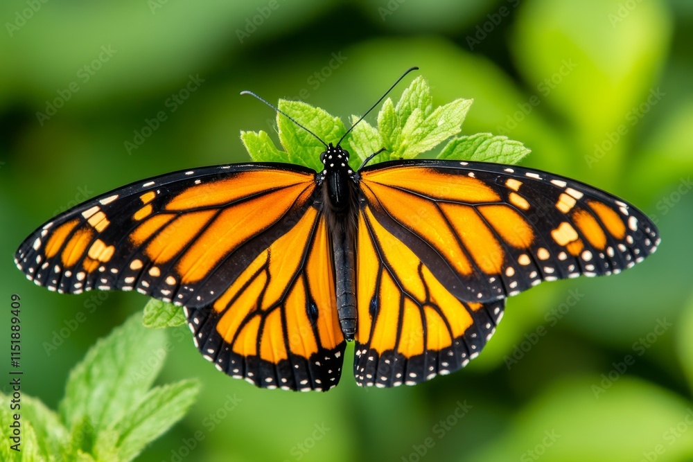 Fototapeta premium A butterfly emerging from its chrysalis, ready to take flight against a soft, natural background