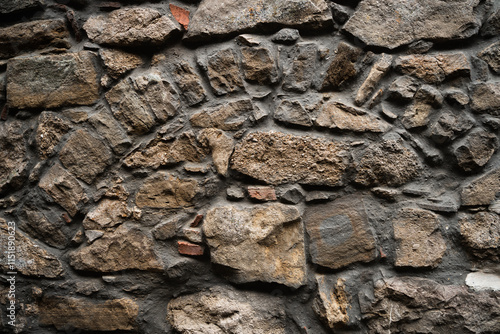 Ancient stonework surface texture of the old monastery. Church stone wall texture. Masonry side texture background. Interior and exterior design, facade, fence. Background for banner. Backdrop. photo