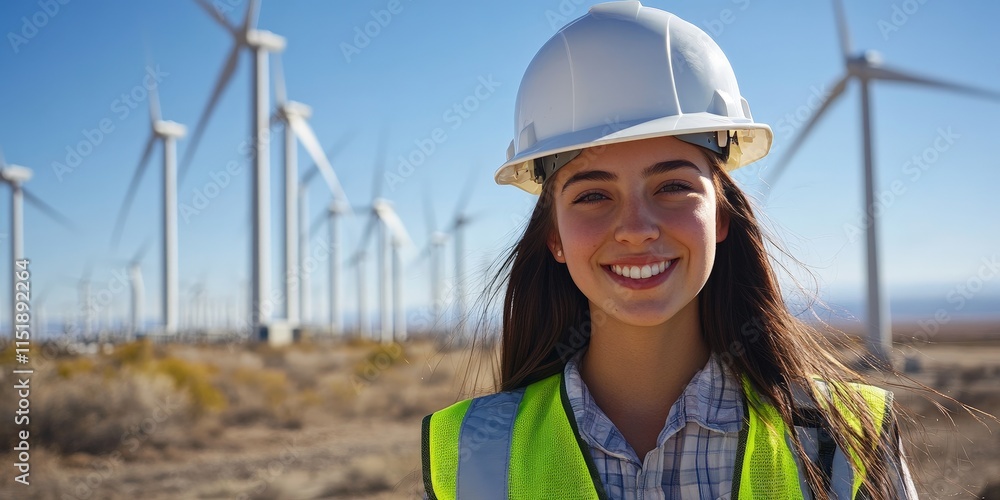 Wind turbine technician at renewable energy site Wind turbine technician at renewable energy site