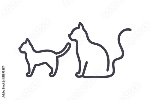 cat line art vector, silhouette, set design