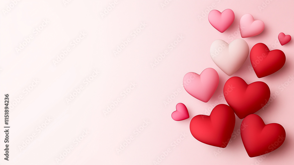 Colorful hearts in various shades of red and pink create festive Valentine Day background, evoking feelings of love and affection. Perfect for romantic themes and celebrations Colorful hearts in various shades of red and pink create festive Valentine Day background, evoking feelings of love and affection. Perfect for romantic themes and celebrations
