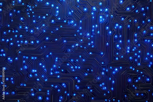 Abstract Circuit Board Background with Glowing Blue Lights Creating a Futuristic and Technological Atmosphere for Digital Design Projects and Presentations